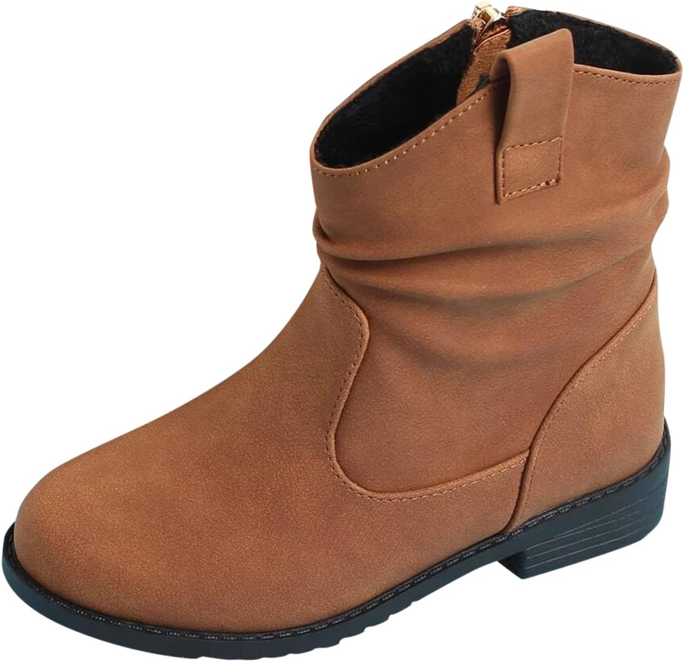 

Generic Девочковые сапожки на молнии сбоку из искусственной кожи, ботильоны для детей, низкий каблук, походные ботинки, размер 4-13 лет, детские зимние сапоги для улицы (черные, 5,5-6 лет)