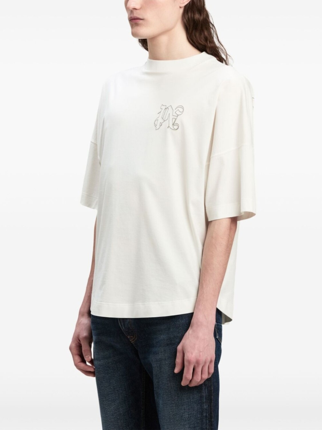 Palm Angels футболка с вышитой монограммой PA, белый — фото 4