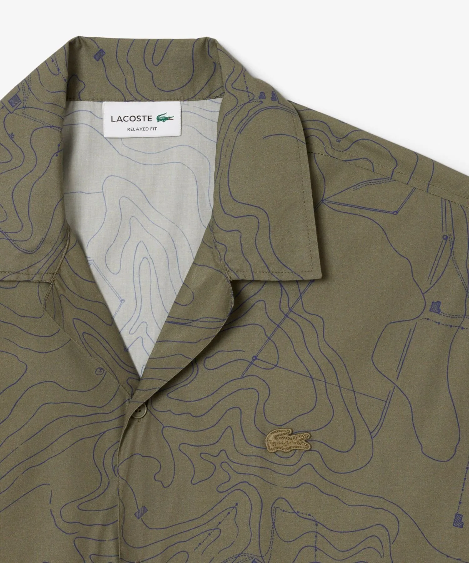 Рубашка Lacoste Мужская Текстильная с открытым воротником, Сезонная, зеленый — фото 2
