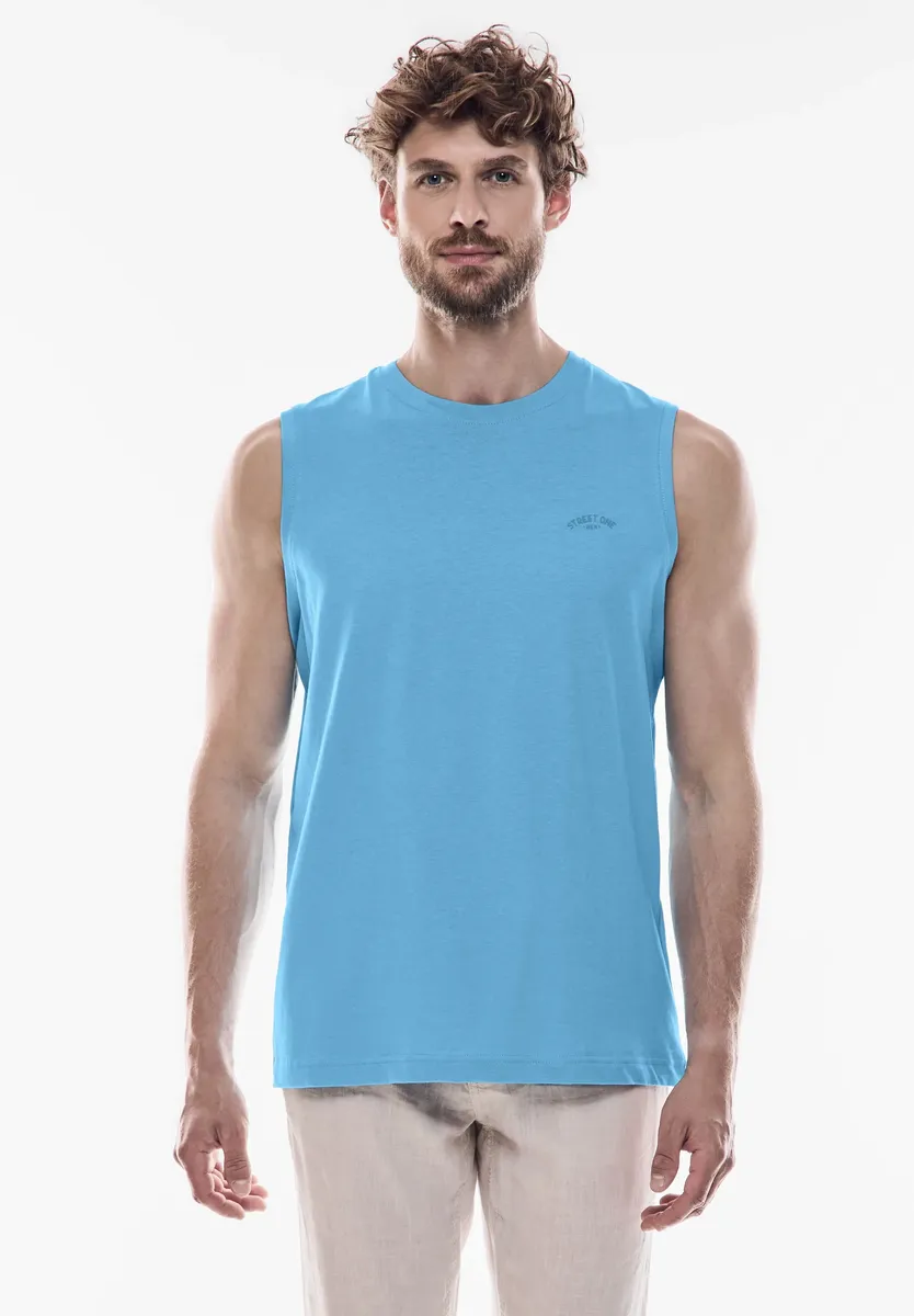 

Майка STREET ONE MEN из трикотажа однотонного цвета, синий