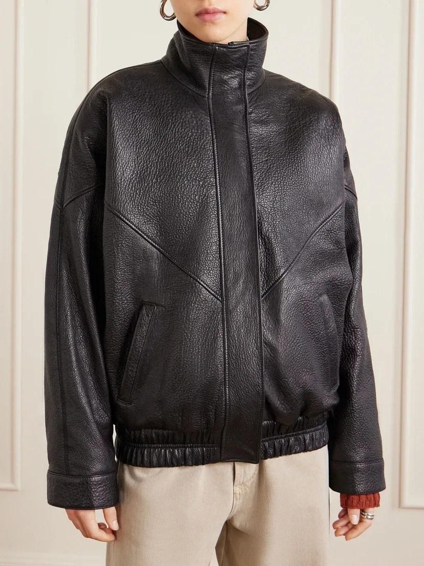 Жакет из фактурно-текстурной кожи Acne Studios, черный — фото 3