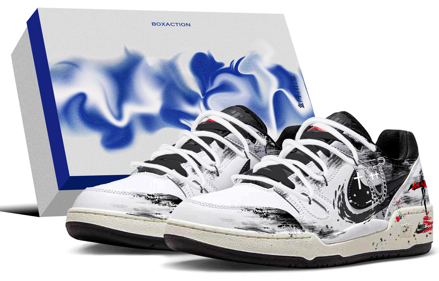 

Кроссовки Nike Full Force Skateboard Shoes Men Low-Top Black White, черный/белый