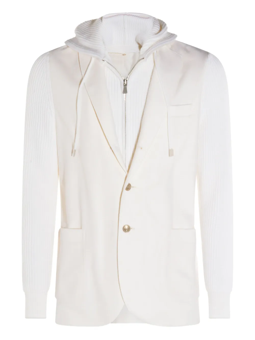

Куртка с капюшоном и ребристыми рукавами Eleventy, белый