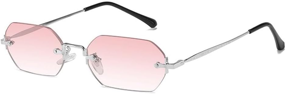 

Безободковые металлические солнцезащитные очки с градиентной окраской для женщин и мужчин, для путешествий, занятий спортом на открытом воздухе, бега и езды Generic, Silver Pink