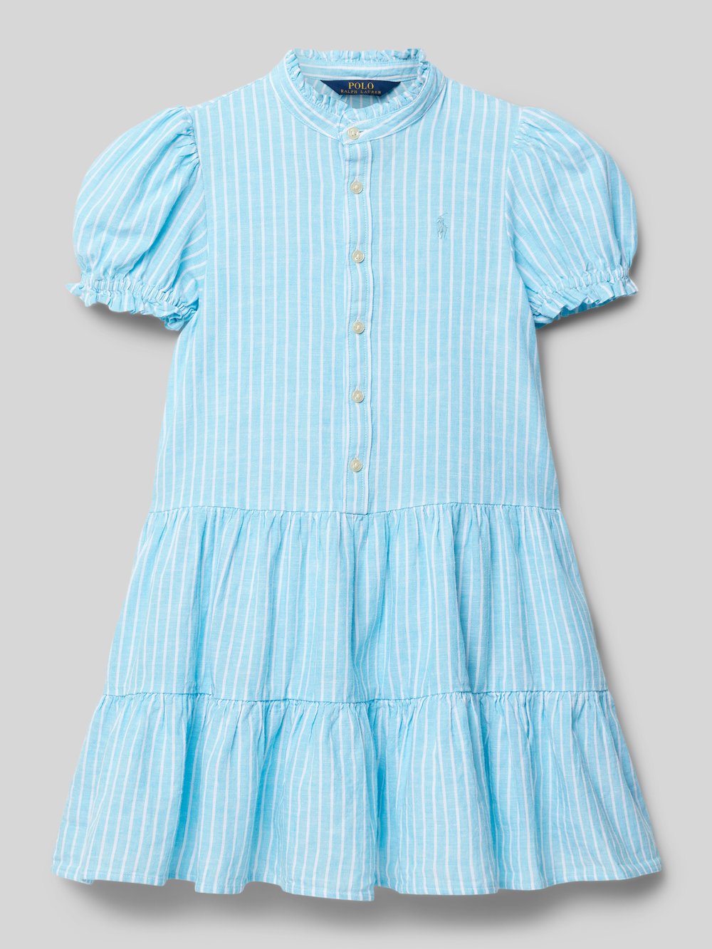 

Льняное платье с короткой планкой на пуговицах Polo Ralph Lauren Kids, светло-бирюзовый