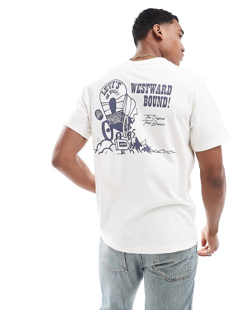 

Levi's – Архив – Свободная футболка кремового цвета с ковбойским принтом на спине