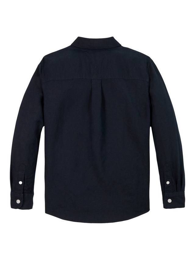 Детская рубашка свободного кроя из льняной смеси Tommy Hilfiger, Dark Night Navy — фото 2