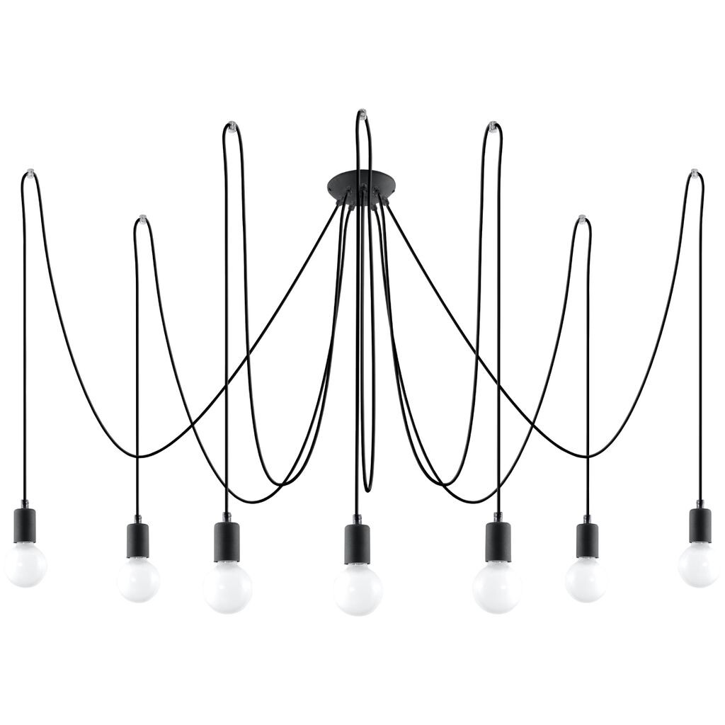 

Люстра EDISON 7 черная 7xE27 60Вт ткань, сталь 150x300x300см Sollux Lighting