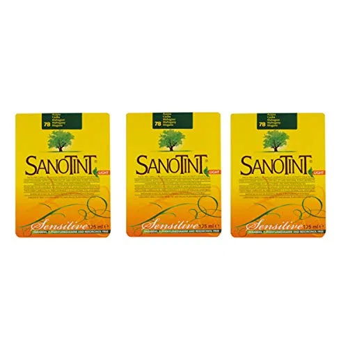 Краска для волос «Sensitive Light 78 Mahogany Dark» 125 мл, набор из 3 шт. от SANOTINT Sanotint