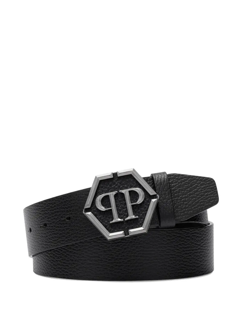 

Кожаный ремень с пряжкой с логотипом Philipp Plein, черный