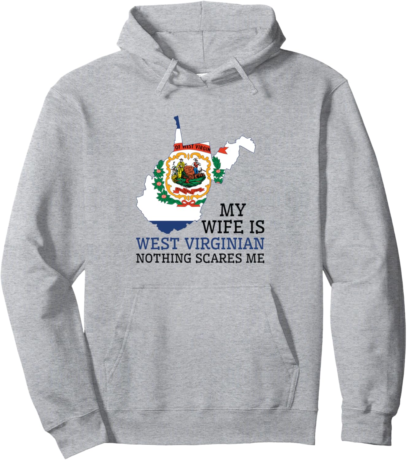 

Ничего страшного. Толстовка с капюшоном Жена из Западной Вирджинии, серая Wedding & Married With West Virginian