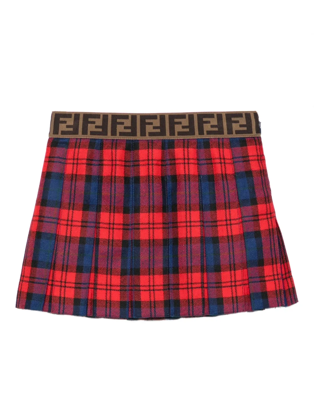 

Юбка в складку из клетчатой ткани FENDI KIDS, красный