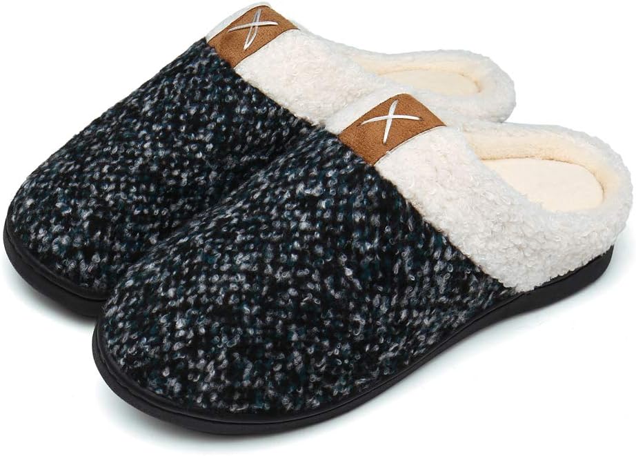 

Женские и мужские тапочки UBFEN с ортопедической стелькой из пены с эффектом памяти, мягкой плюшевой подкладкой, домашние тапочки на пуантах, черный