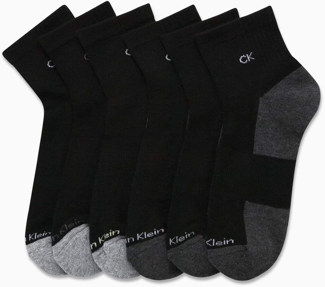 Мужские носки Calvin Klein Quarter - 6 пар мягких мини-носков для мужчин, идеально подходят для бега, занятий спортом и пешего туризма., Black Grey Logo — фото 3