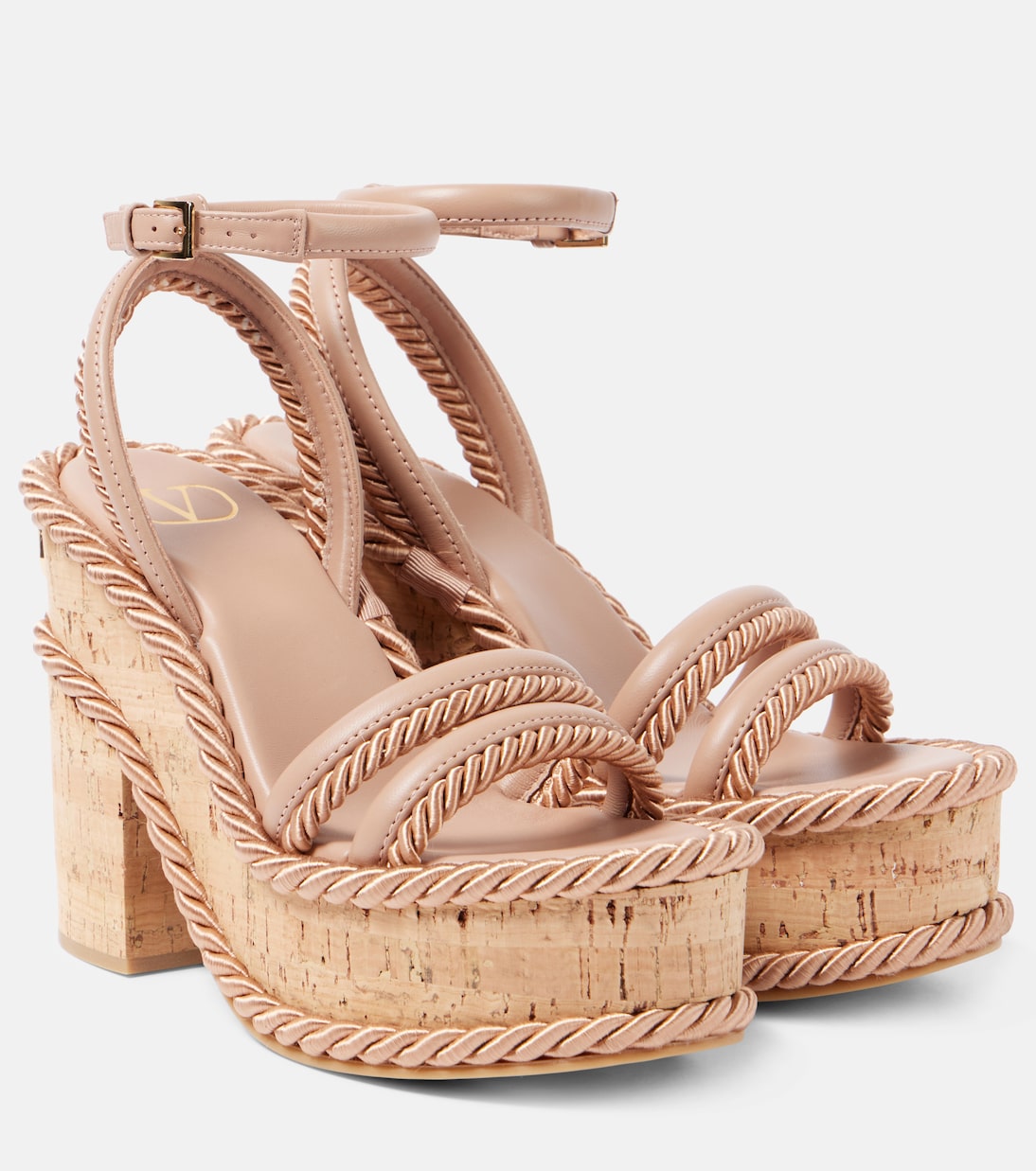 Кожаные босоножки на платформе VLogo Summerblocks Valentino Garavani, Rose Cannelle