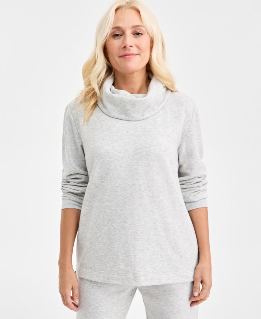 

Укороченная однотонная блузка с длинными рукавами Style & Co, Slate Heather