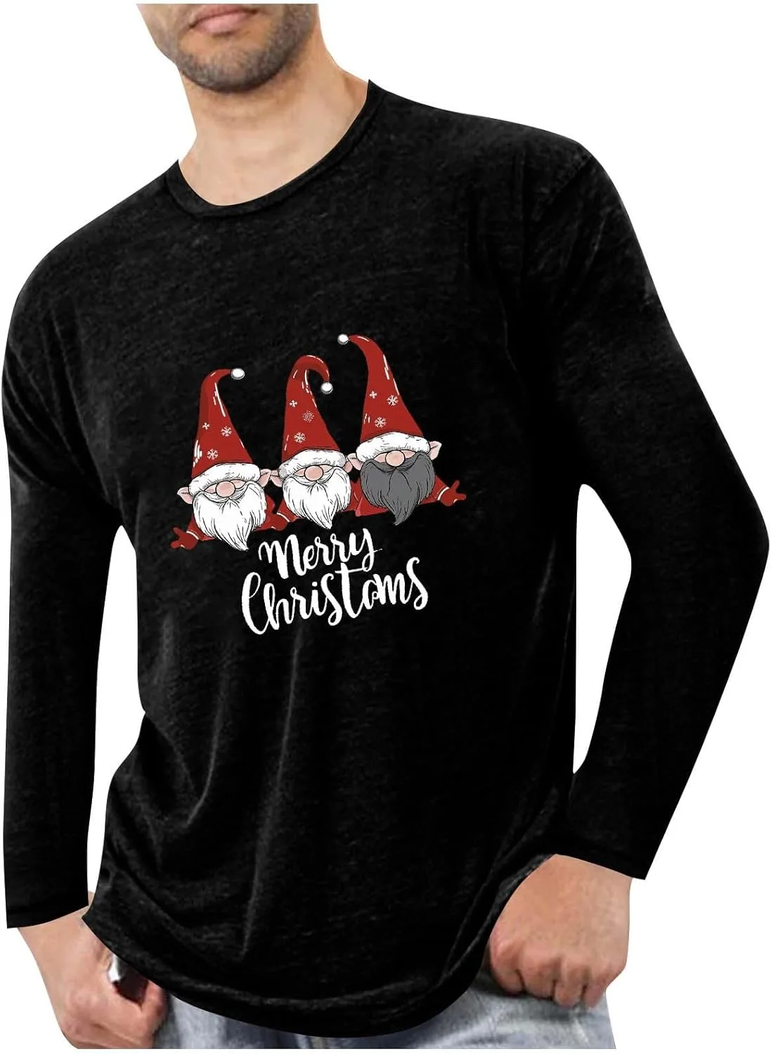 

Рубашка с гномом Merry Christmas, Long Sleeve T-Shirt, мягкая и удобная