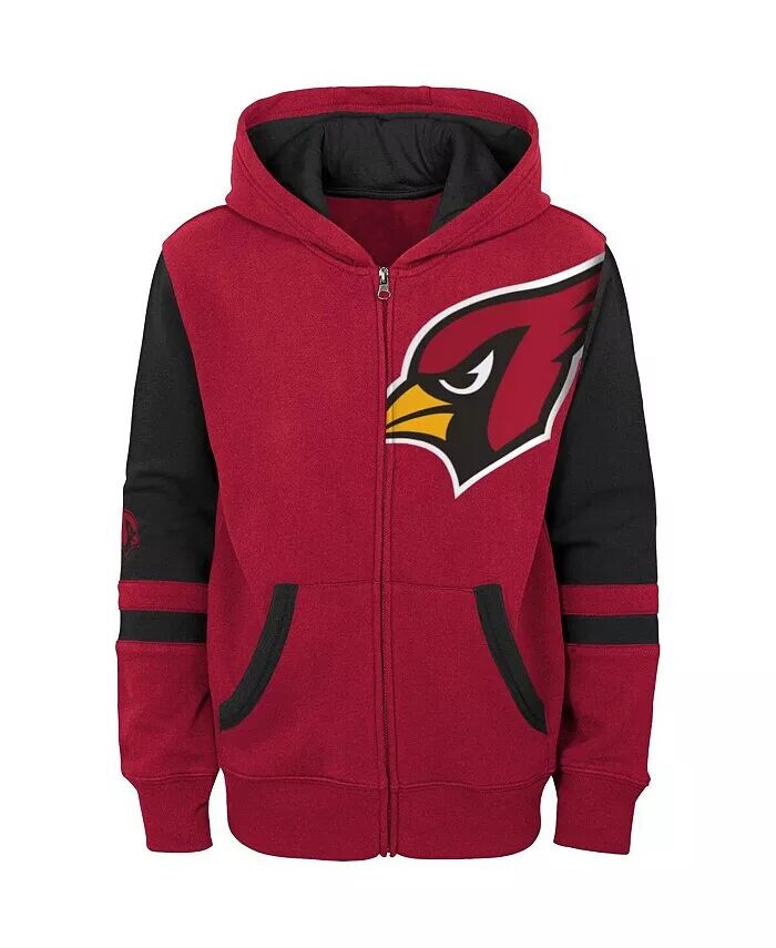 Толстовка с цветными блоками и молнией во всю длину Big Boys Cardinal Arizona Cardinals Outerstuff, красный — фото 2
