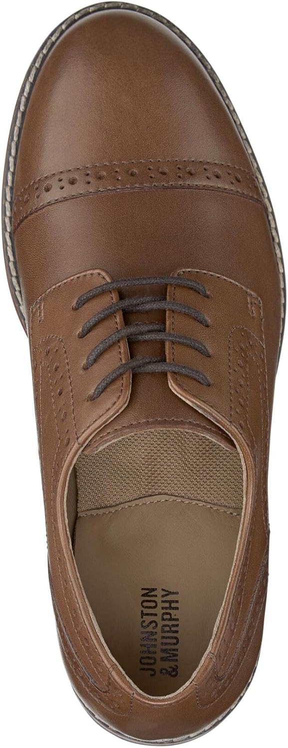 Туфли для мальчиков Johnston Murphy Big Kid Conard Cap Toe с шнуровкой Johnston & Murphy, Tan Fg Leather — фото 2