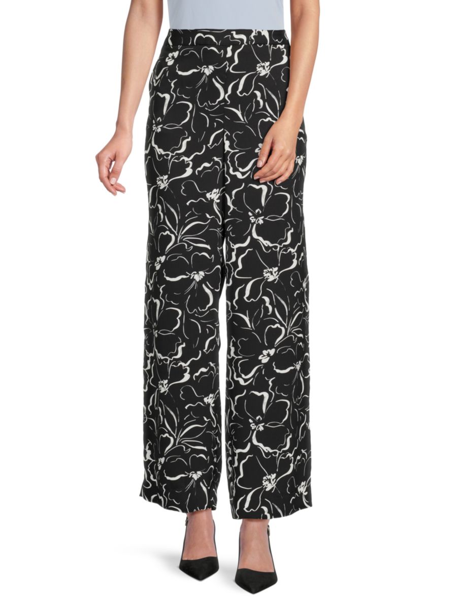

Цветочные брюки Halston, цвет Black Cream