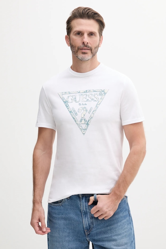 

Хлопковая футболка Guess, белый