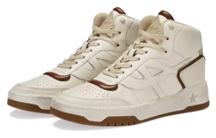 Кроссовки ASH Skateboarding Shoes Women's High-top Beige/Brown, коричневый — фото 2
