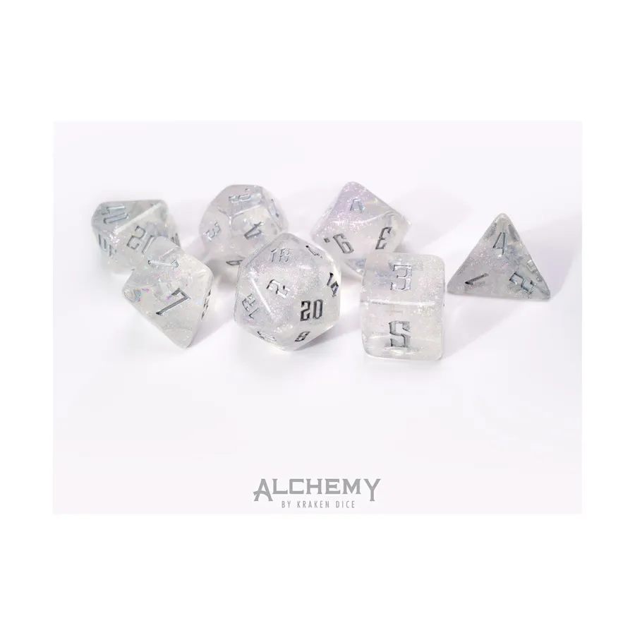 

Набор Poly — сломанная призма с серебром (7), Poly Sets - Alchemy Dice Sets