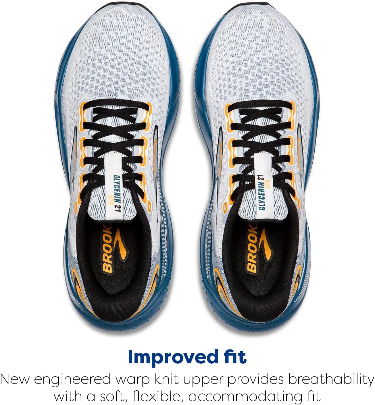 Мужские кроссовки Brooks Glycerin GTS 21, White Sapphire Orange — фото 4