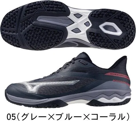 Теннисные кроссовки «Wave Exceed Court Wide OC» от Mizuno, 05 (Gray X Blue X Coral) — фото 2