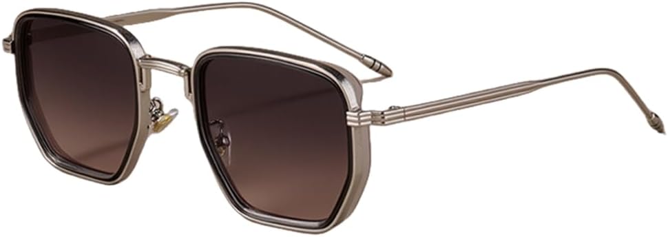 

Ретро-солнцезащитные очки для мужчин и женщин, модные, в маленькой оправе, с многоугольным градиентом, защита от УФ-излучения UV400, винтажный металлический дизайн VFDHN, Silver C1