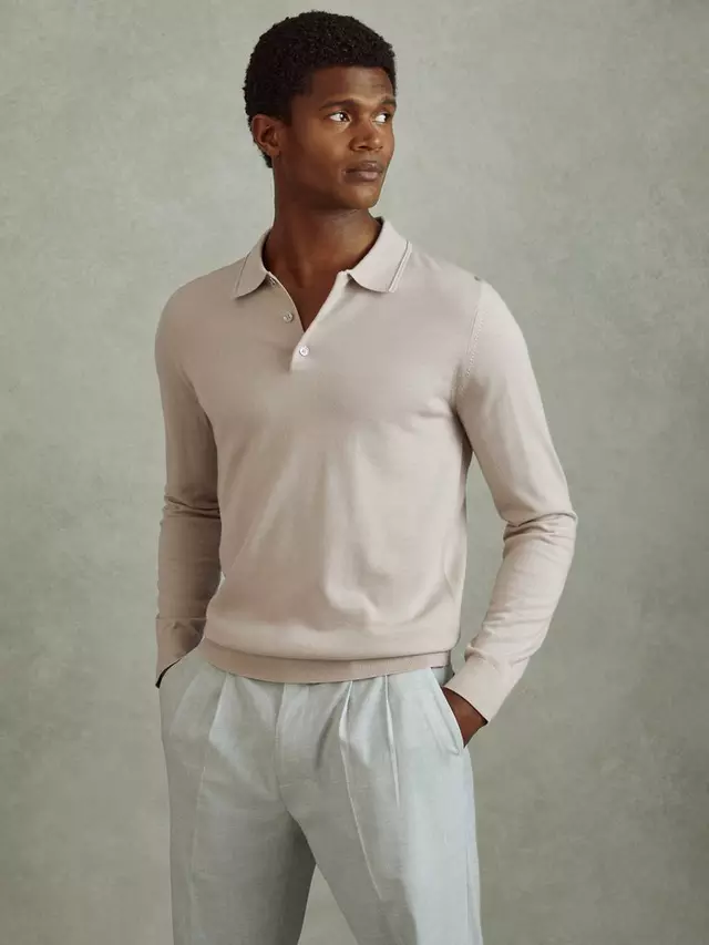 

Поло Reiss Trafford Wool, цвет washed/stone