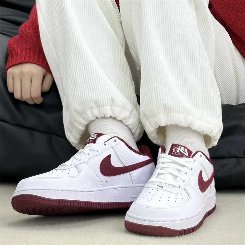Nike Air Force 1 White Team Red GS, Белый Красный — фото 4