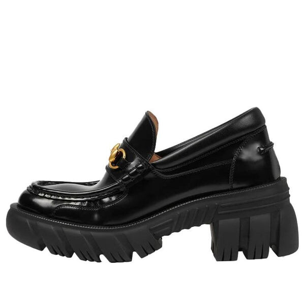 Кроссовки loafer with horsebit 'black leahter' Gucci, черный