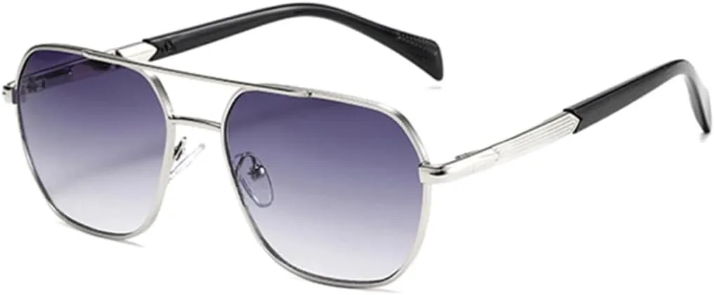 

Ретро солнцезащитные очки с двойной перемычкой для женщин и мужчин, градиентная защита от УФ-излучения UV400 для активного отдыха UATXTAU, Silver Gray Gradient