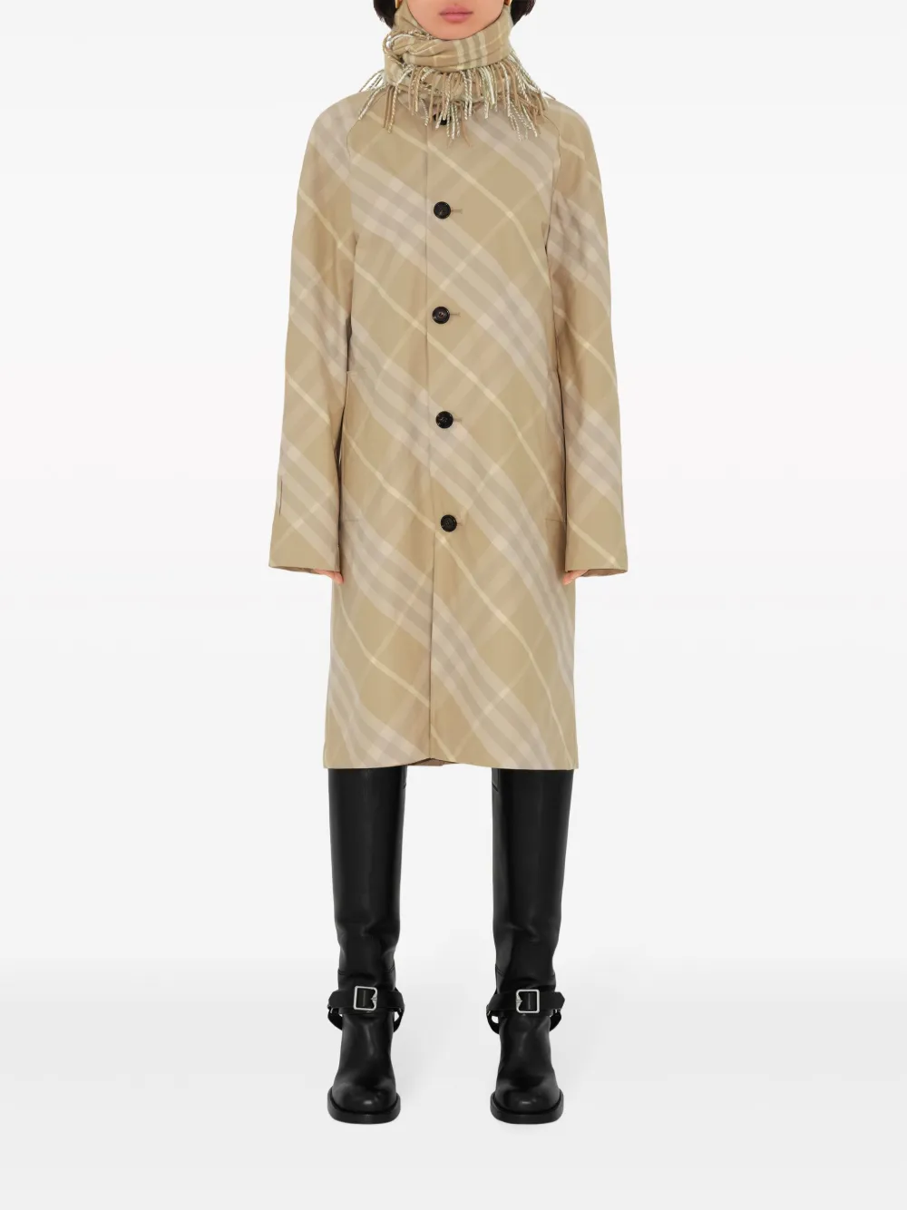Пальто Car BURBERRY, двустороннее, клетка, нейтральный — фото 2