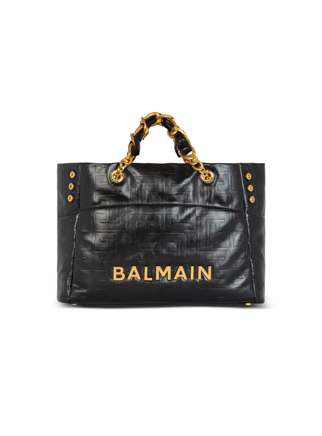 

Сумка-тоут 1945 из мягкой кожи с эффектом потрескавшейся поверхности Balmain, черный