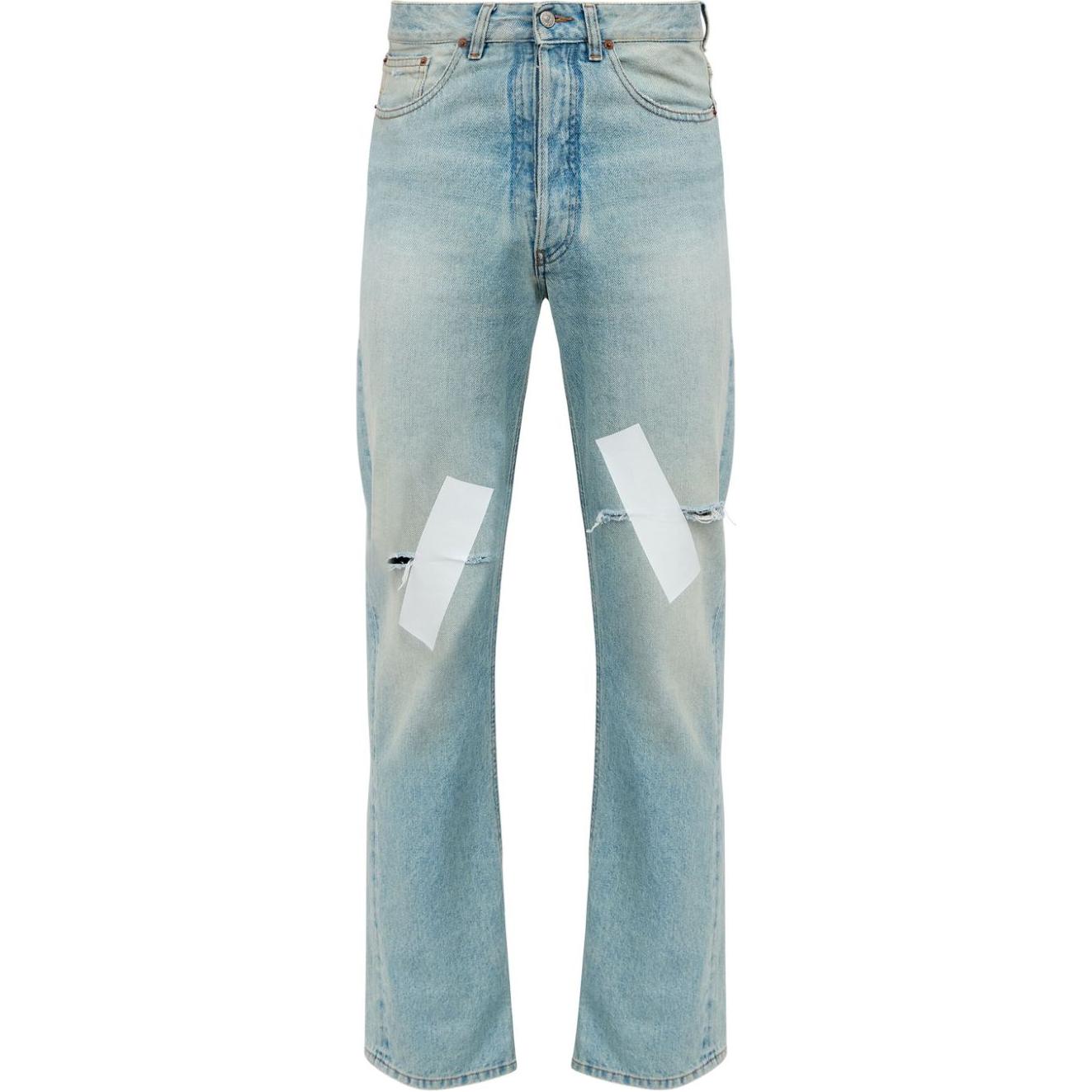 

Прямые джинсы с эффектом поношенности MM6 Maison Margiela, синий