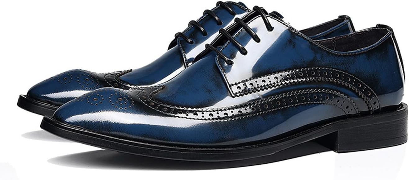 

Мужские туфли с крыльями Santimon из натуральной кожи, Ручная работа, классические броги дерби для официальных мероприятий, свадеб, смокинга и делового кэжуала, синий