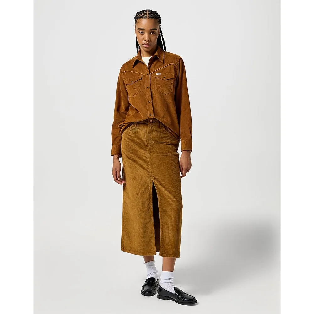 

Юбка Wrangler Corduroy midi, коричневый