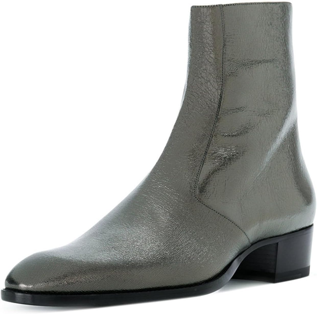 

Мужские кожаные ботинки Santimon с металлическим эффектом, ботинки на молнии с боковой застежкой, с блочным каблуком, с блестящей золотой и серебряной текстурой под крокодила, модные ботинки для вечеринки, сцены и официальных мероприятий