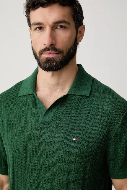 Поло мужское из лиоцелла Tommy Hilfiger, зеленый — фото 4