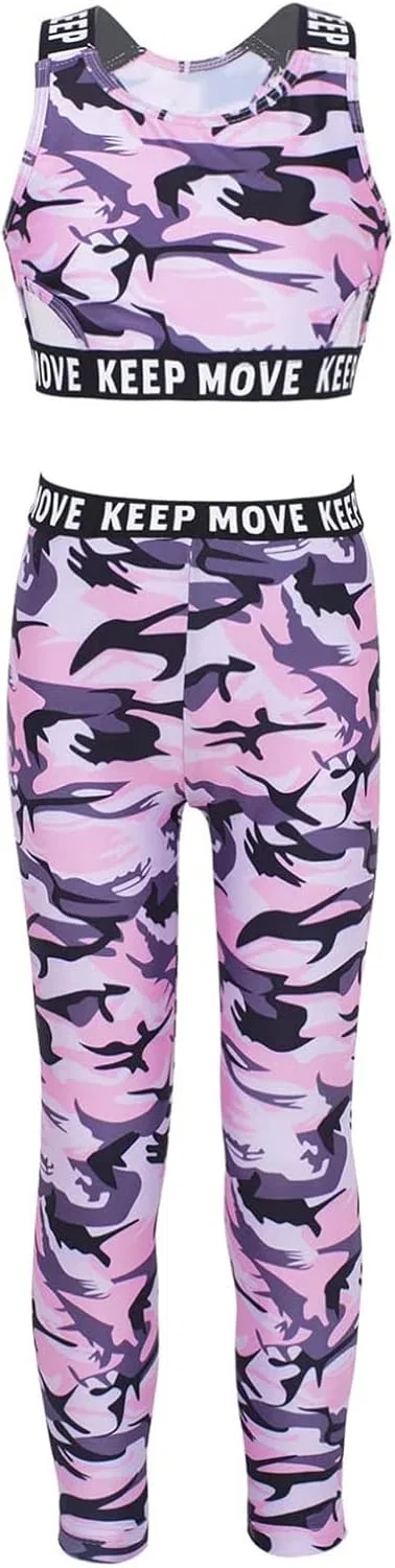 Детский спортивный костюм с топом и леггинсами easyforever 2 предмета, Camouflage Pink — фото 2