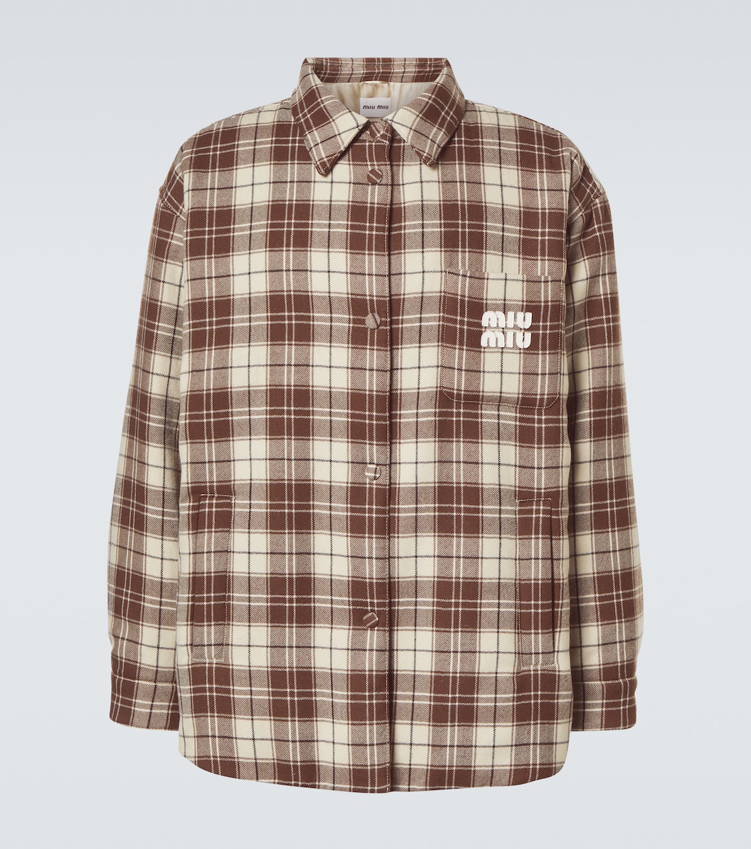 

Клетчатая куртка из натуральной шерсти Miu Miu, Calce + Cacao