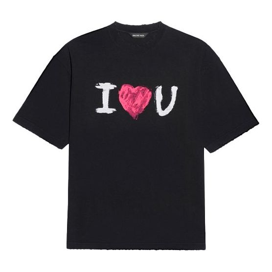 

Футболка men's ss21 love short sleeve black Balenciaga, черный