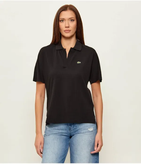 Поло Lacoste Полюс relaxed fit, черное