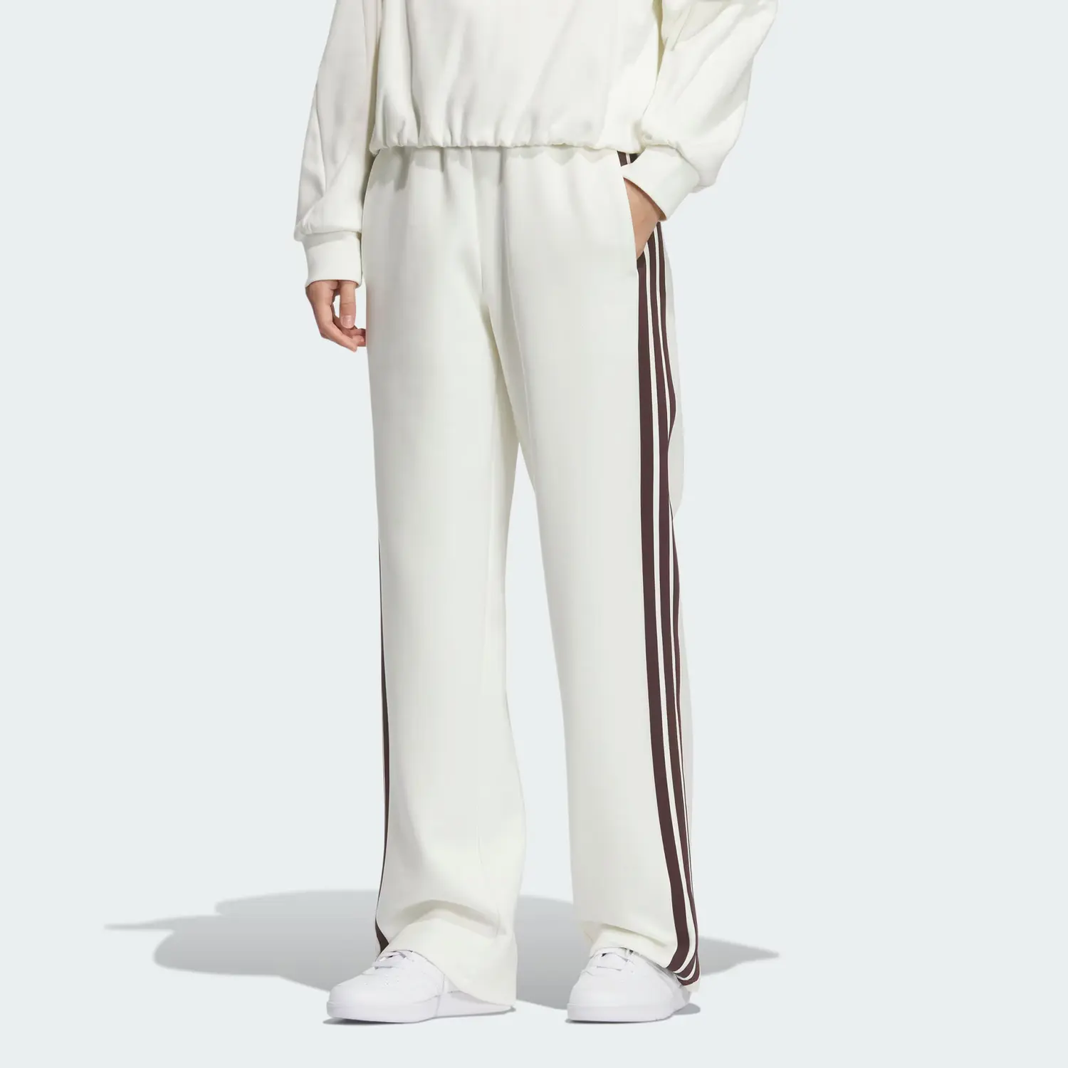 Мягкие двойные трикотажные повседневные брюки Women's Adidas, белый — фото 3