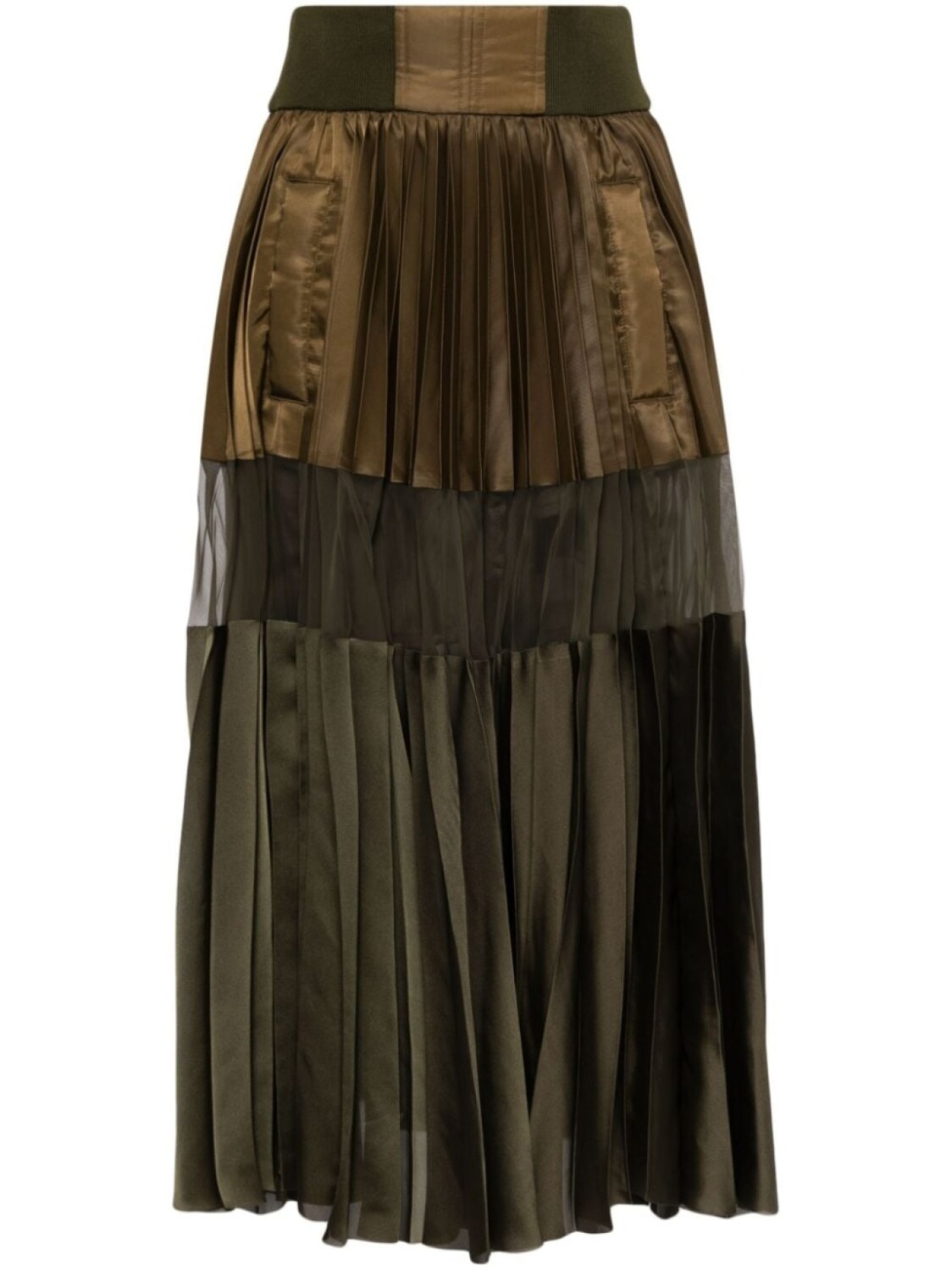 

sacai атласная юбка миди, коричневый
