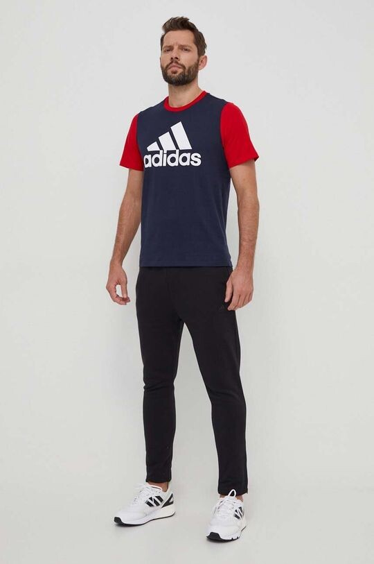Хлопковая футболка adidas, темно-синий — фото 2