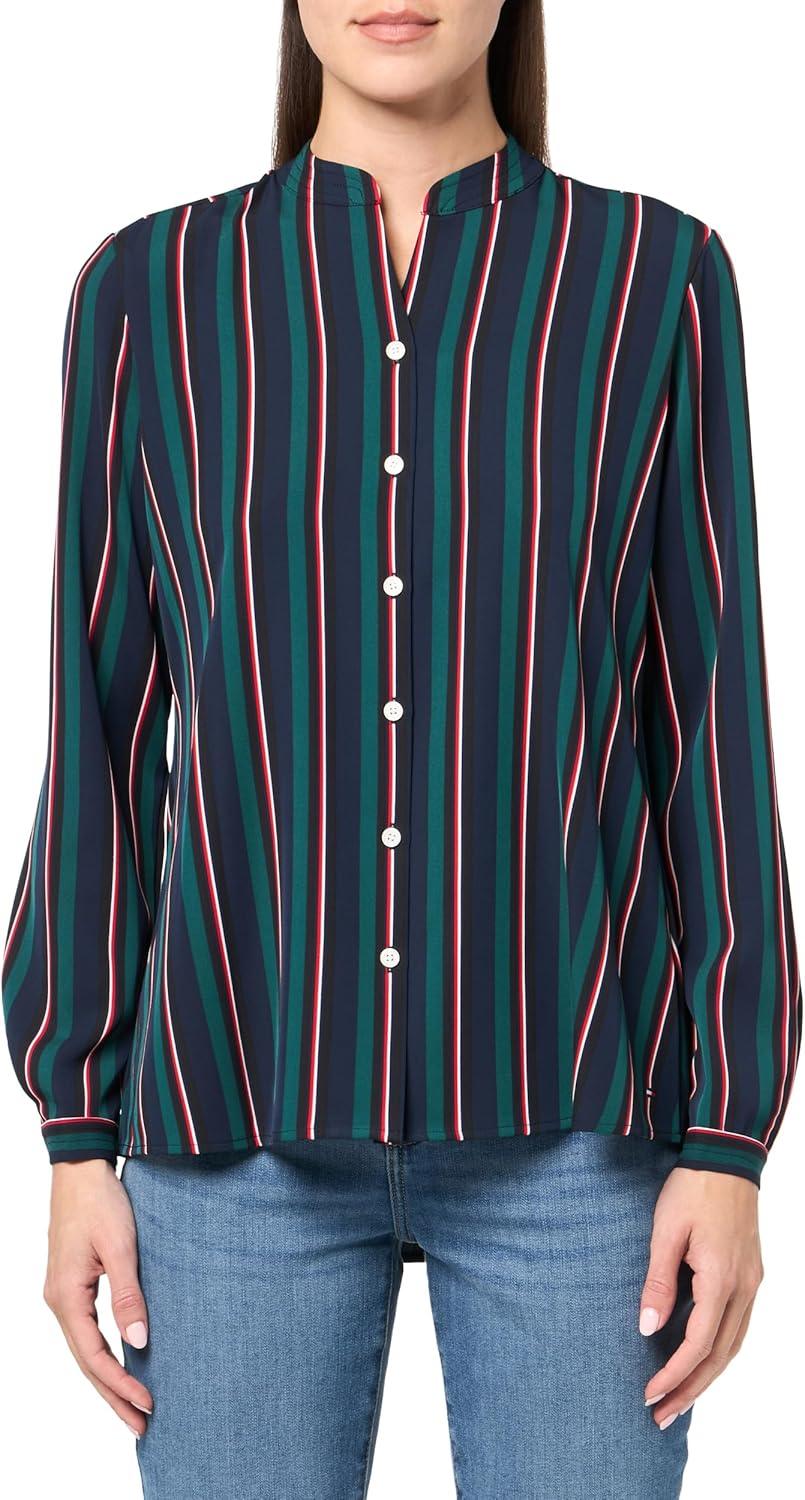 

Женский спортивный топ Tommy Hilfiger в полоску с длинными рукавами и застежкой на пуговицы, Sky Captain