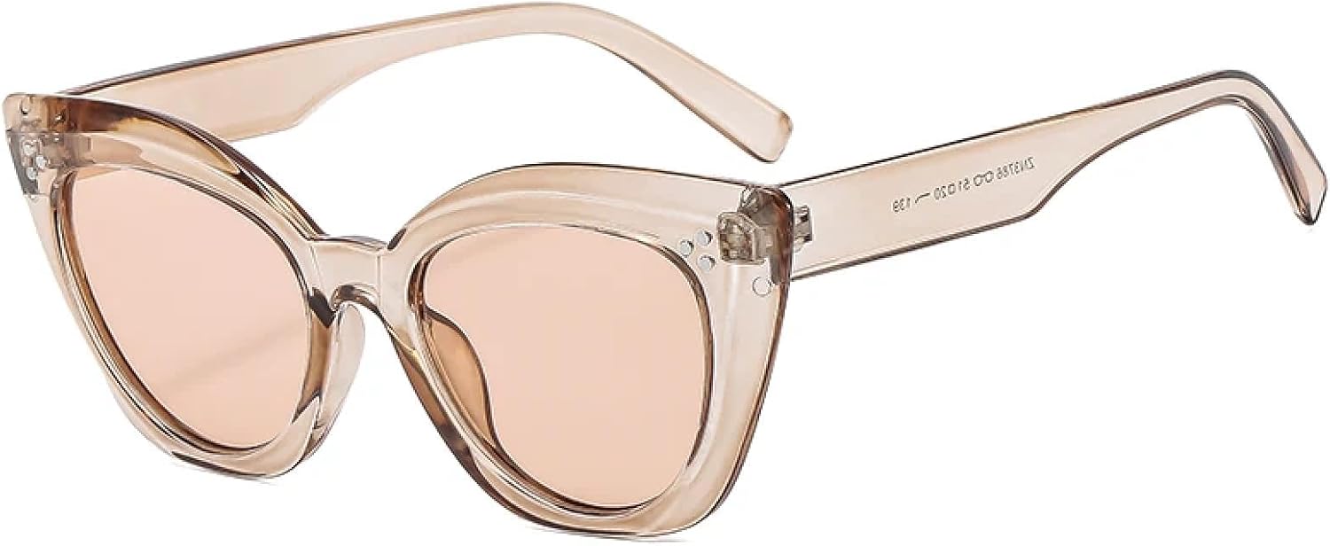 

Модные солнцезащитные очки «кошачий глаз» для женщин, с толстой окантовкой и широкими дужками, в стиле ретро для мужчин, для уличной фотосъемки, модные, с защитой от УФ-излучения UV400 TVTBBVV, Champagne